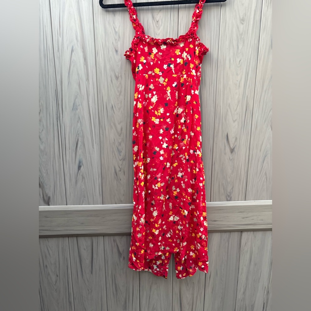 Realisation Par The Juliet Button Front Silk Midi Floral Dress Rouge Fleur - Picture 12 of 12